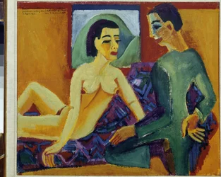 Parret - Maleri af Ernst Ludwig Kirchner (1880-1938), olie på lærred, 59x69 cm, 1923. Paris, Nationalmuseet for moderne kunst Centre Pompidou